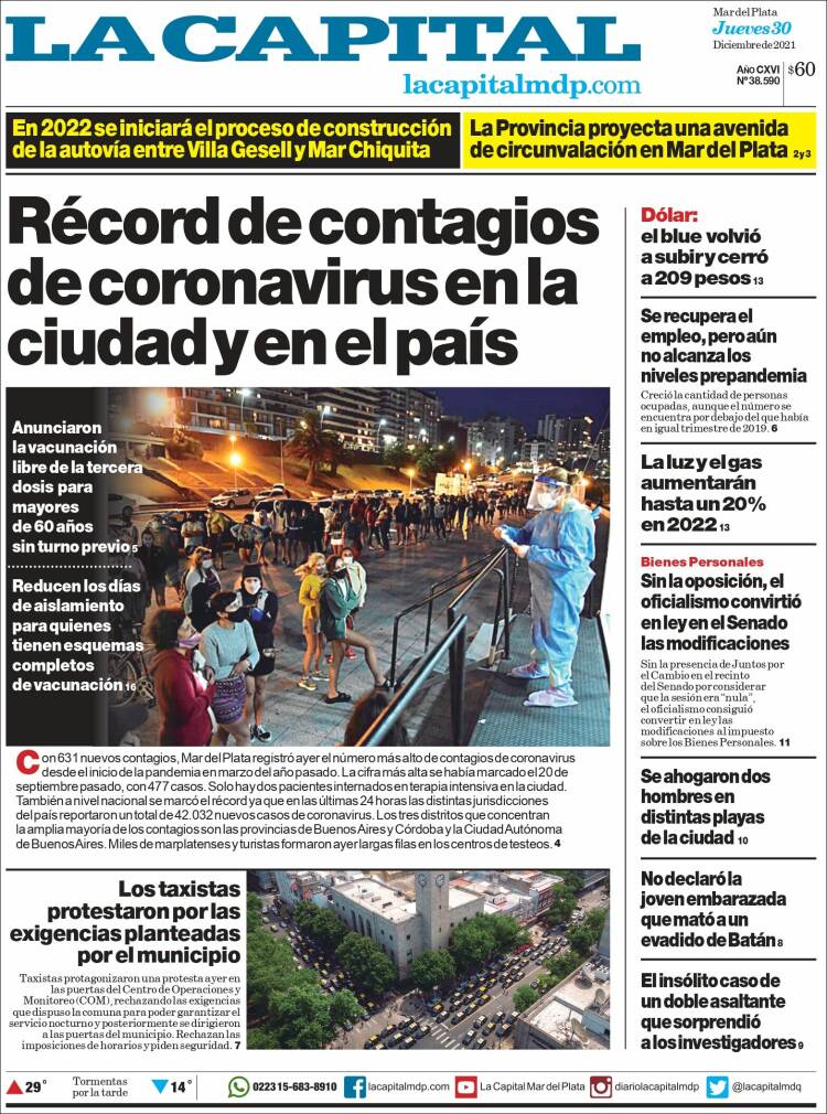Portada de Diario La Capital - Mar del Plata (Argentina)