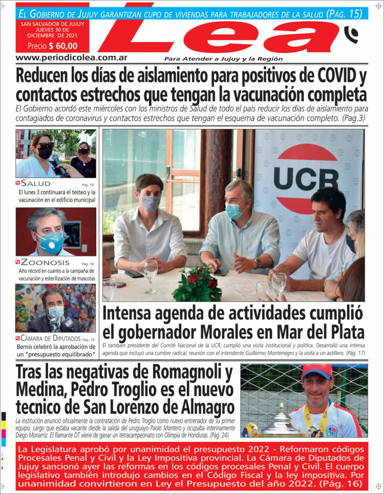 Portada de Periódico Lea (Argentina)