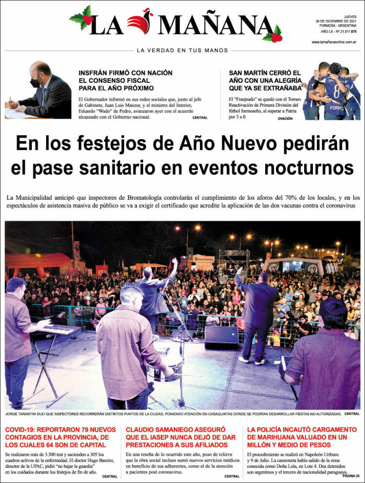 Portada de Diario La Mañana (Argentina)