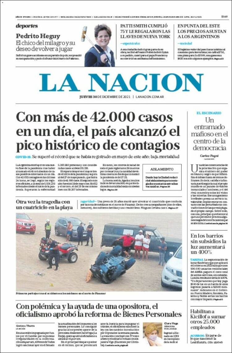 Portada de La Nación (Argentina)