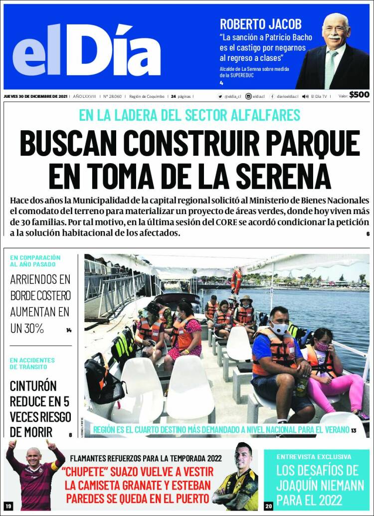 Portada de El Día (Chile)