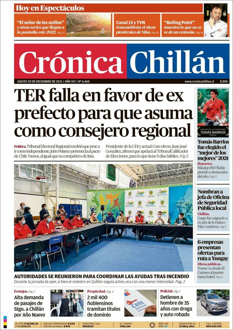 Portada de Crónica Chillán (Chile)