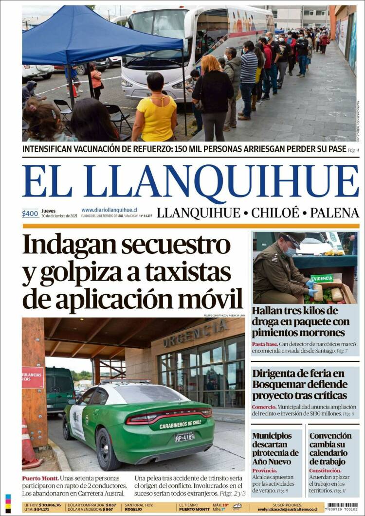 Portada de El Llanquihue (Chile)