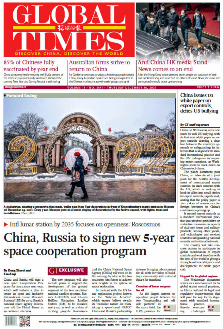 Portada de The Global Times (China)
