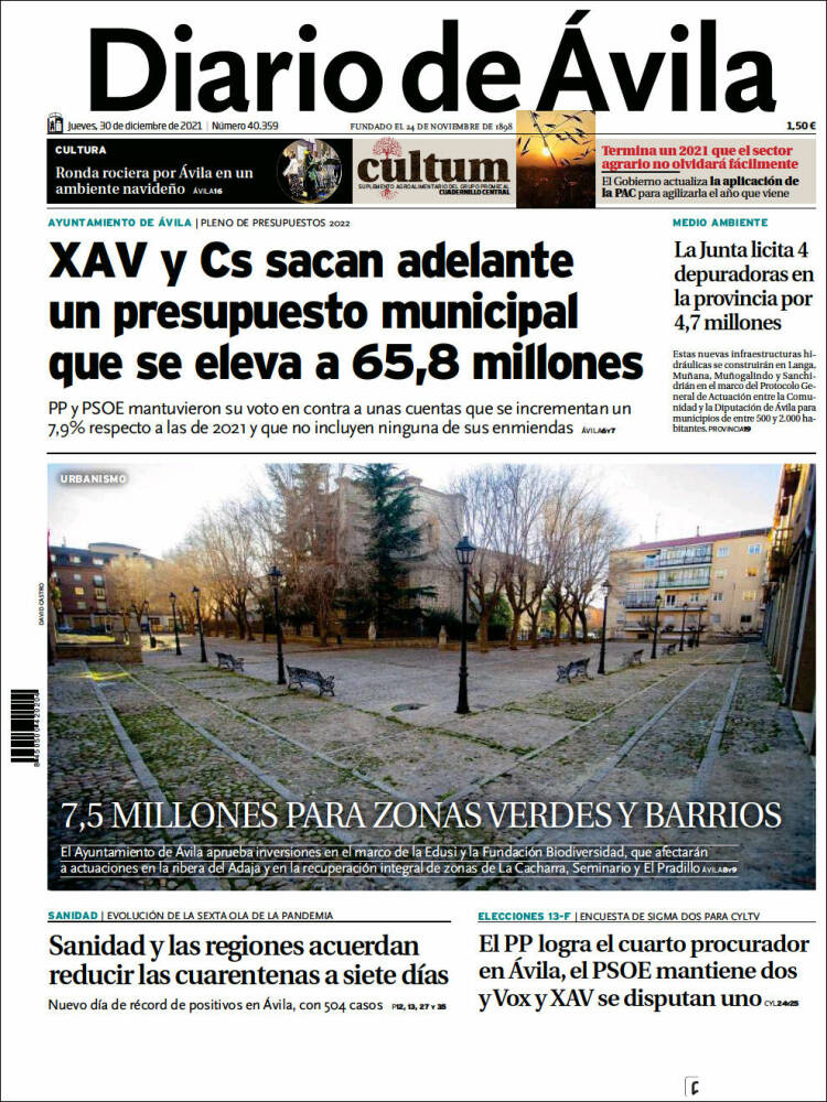 Portada de Diario de Ávila (España)