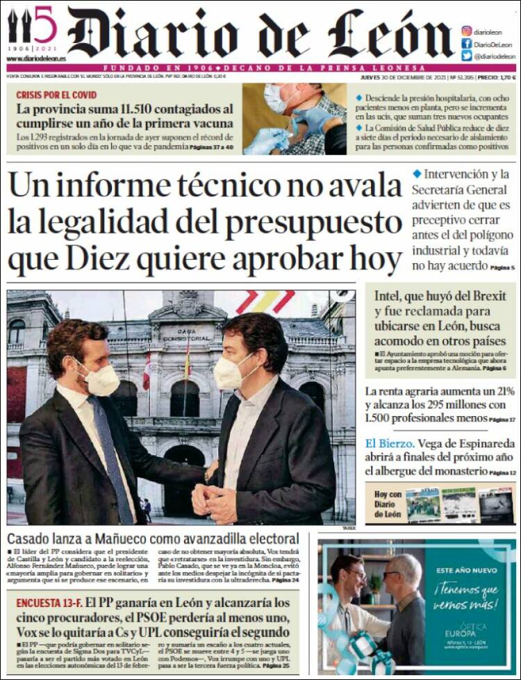 Portada de Diario de León (España)