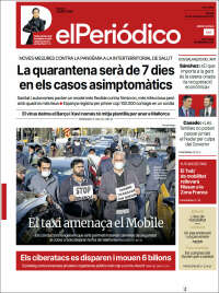 Portada de El Periódico de Catalunya (España)