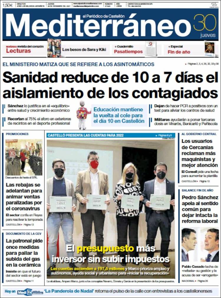 Portada de El Periódico Mediterraneo (España)