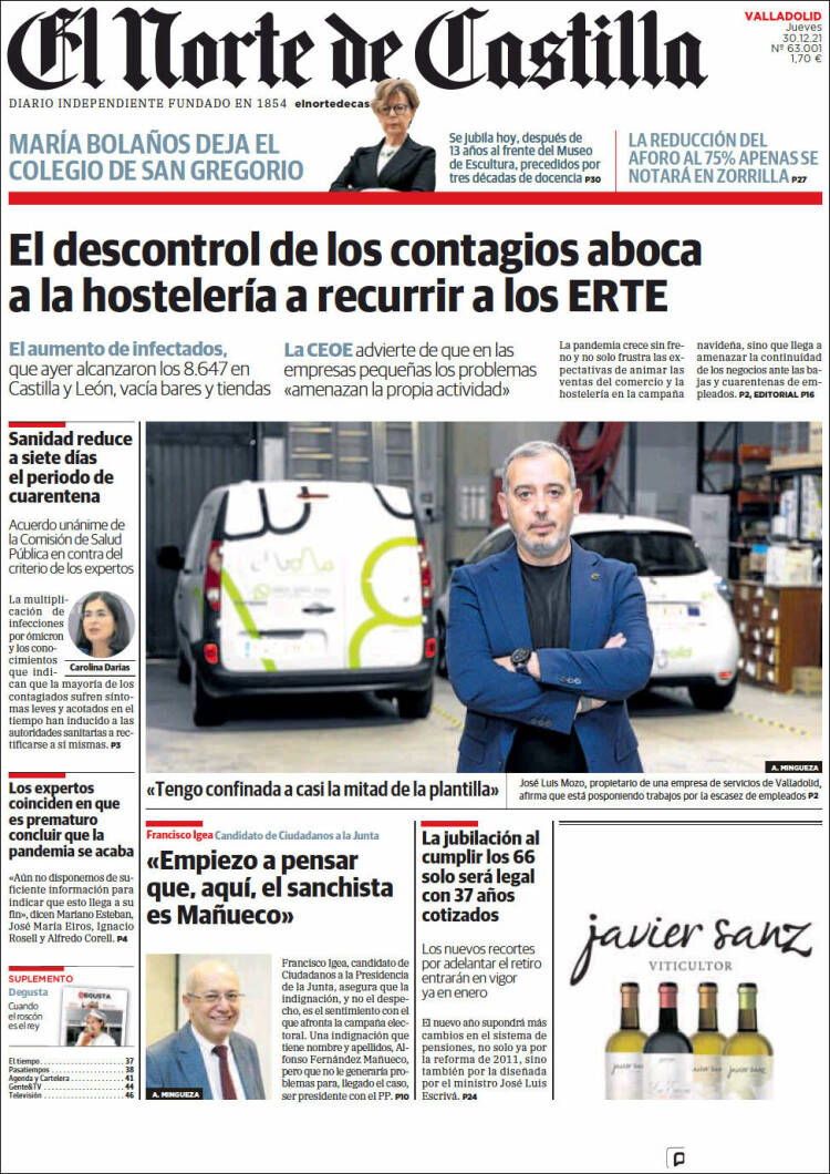 Portada de Norte de Castilla - Valladolid (España)