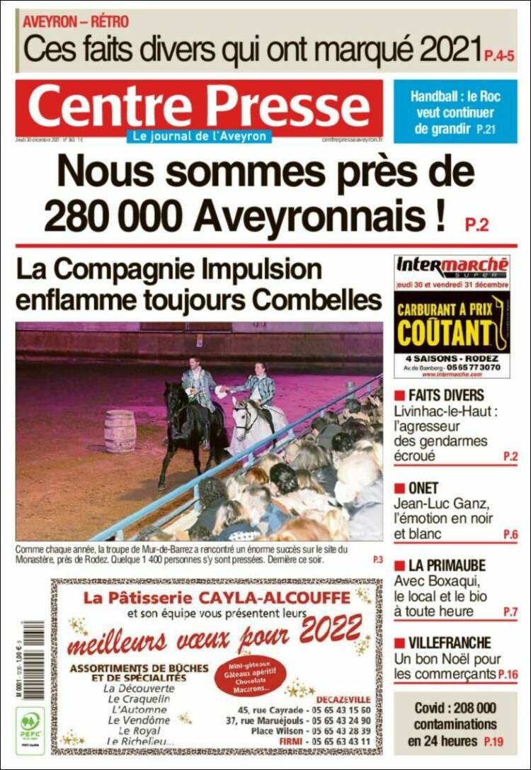 Portada de Centre Presse (Francia)
