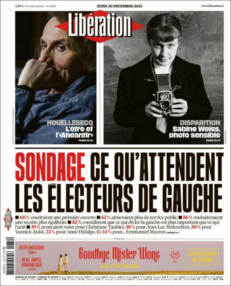 Portada de Libération (Francia)