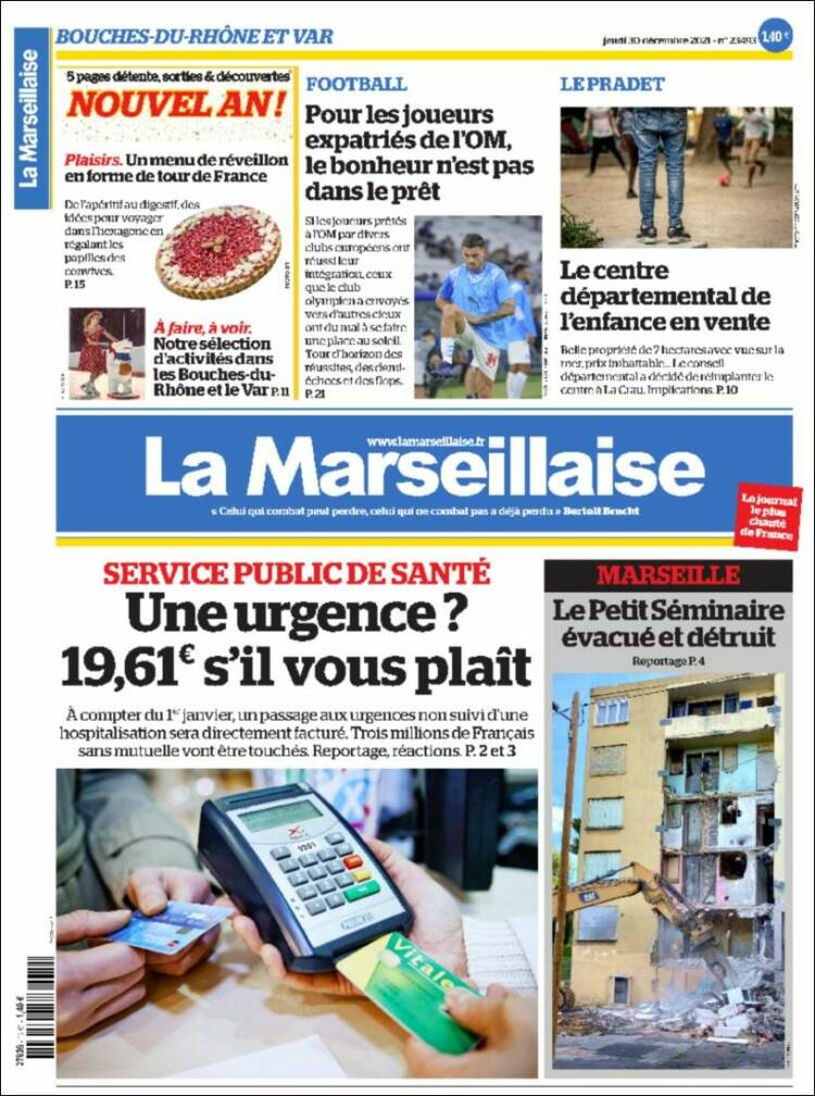 Portada de La Marseillaise (Francia)