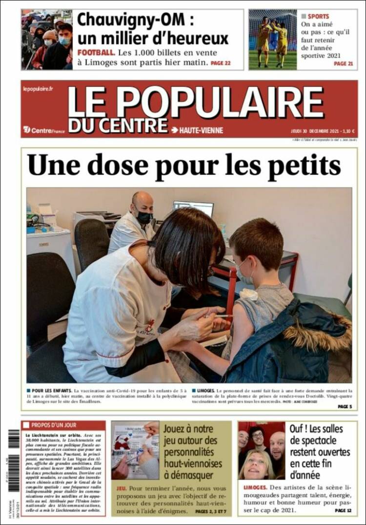 Portada de Le Populaire du Centre (Francia)
