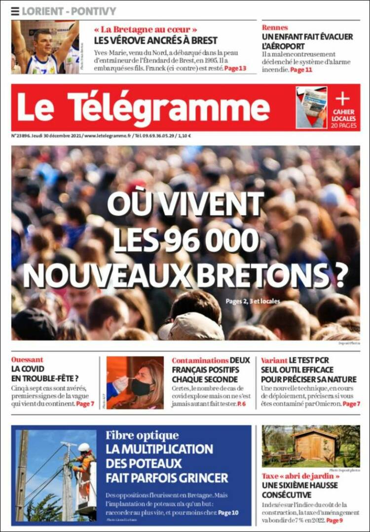 Portada de Télégramme (Francia)