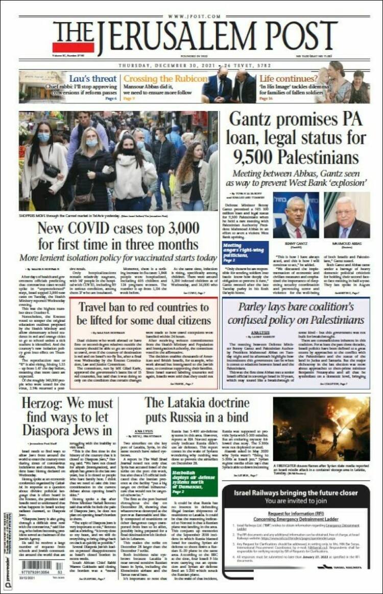 Portada de The Jerusalem Post (Israel)