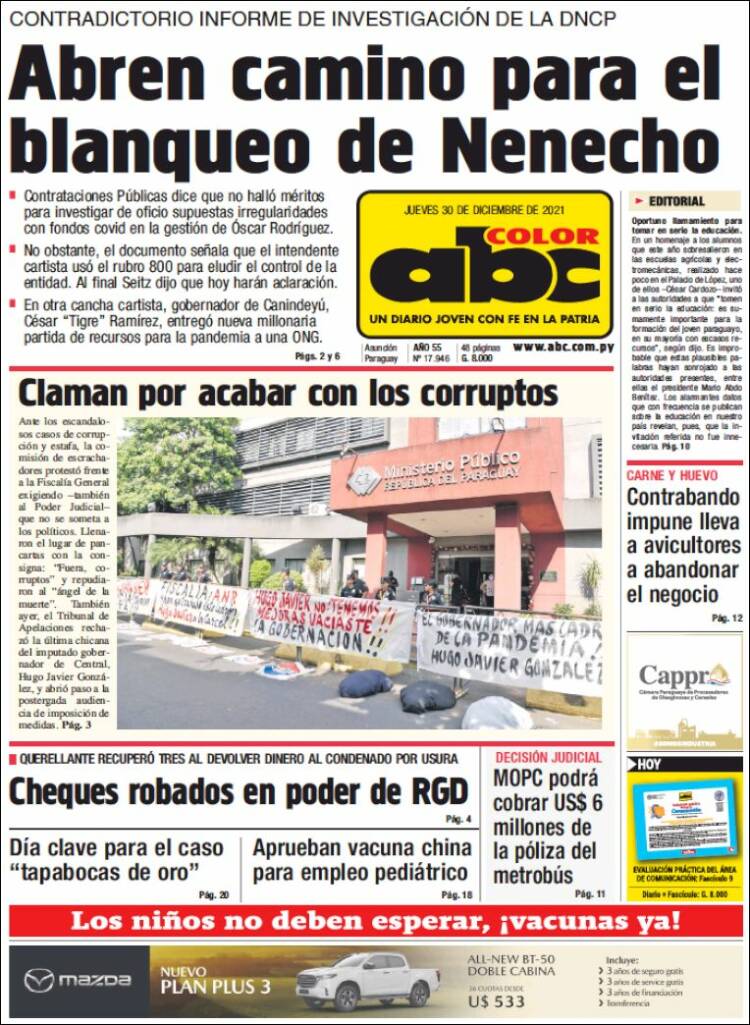 Portada de ABC Color (Paraguay)