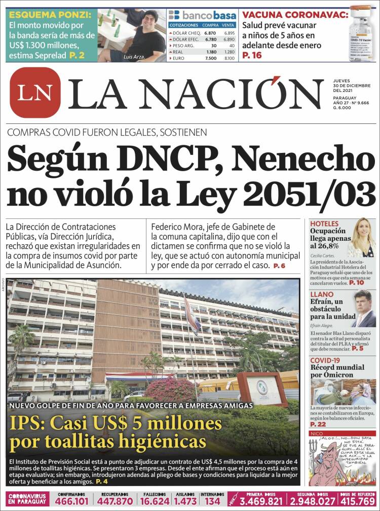 Portada de La Nación (Paraguay)
