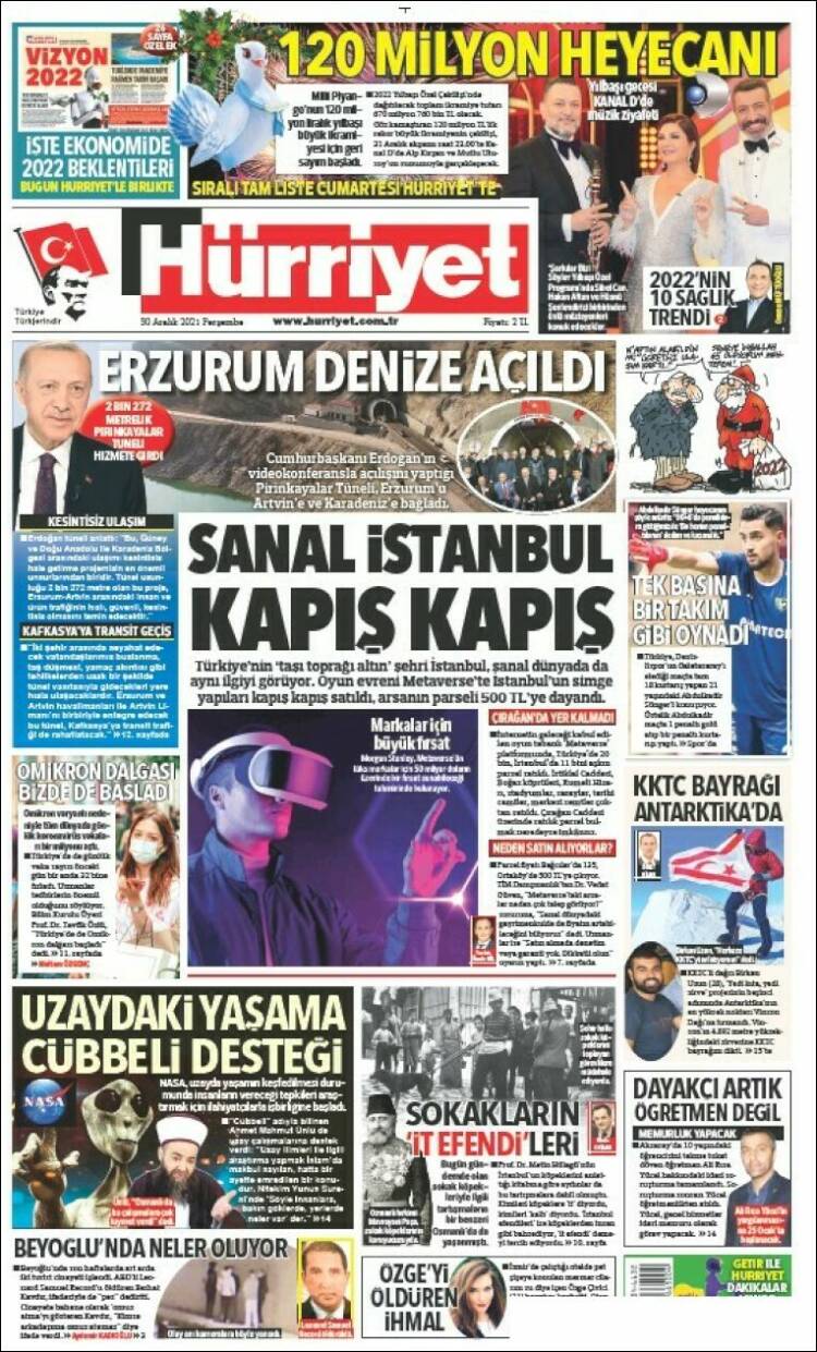 Portada de Hürriyet (Turqu&iacute;a)
