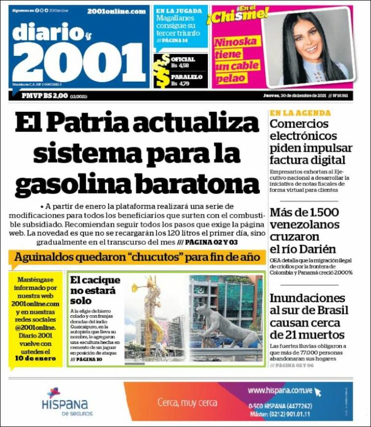Portada de 2001 - Dosmiluno (Venezuela)