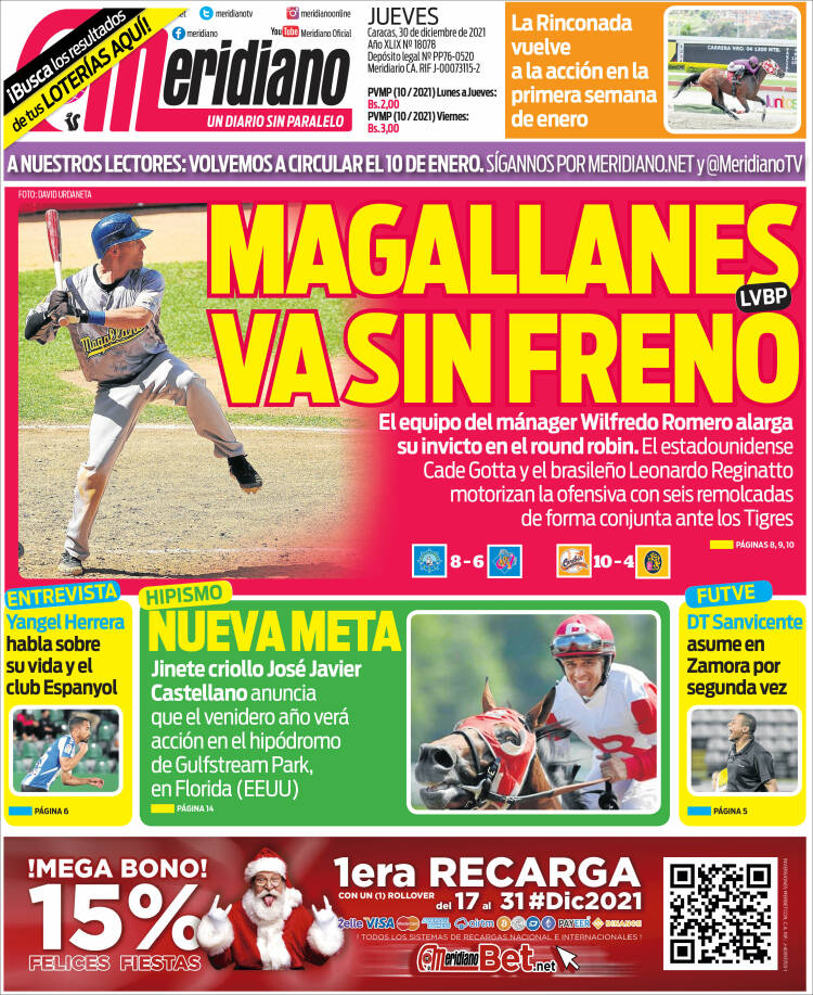 Portada de Meridiano (Venezuela)