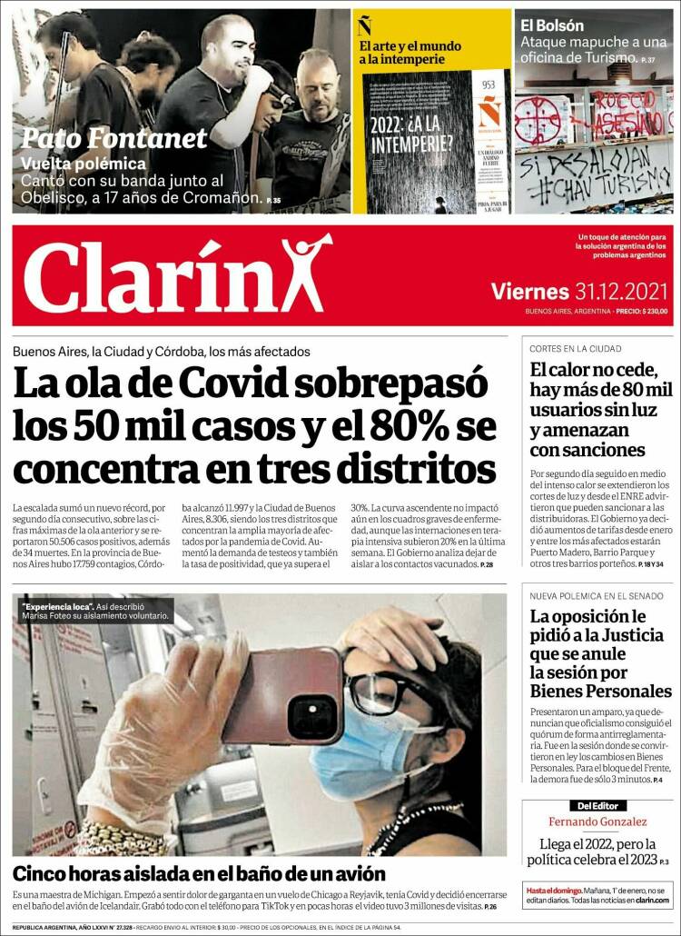 Portada de Clarín (Argentina)