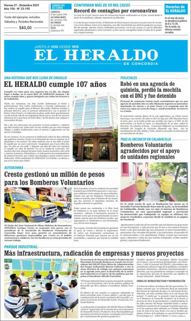 Portada de El Heraldo de Concordia (Argentina)