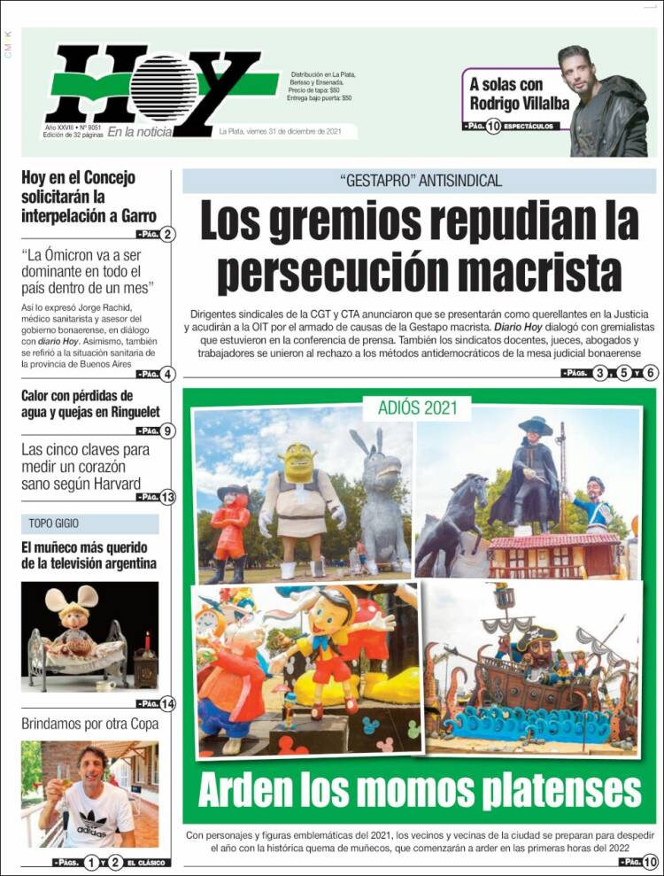 Portada de Diario Hoy (Argentina)