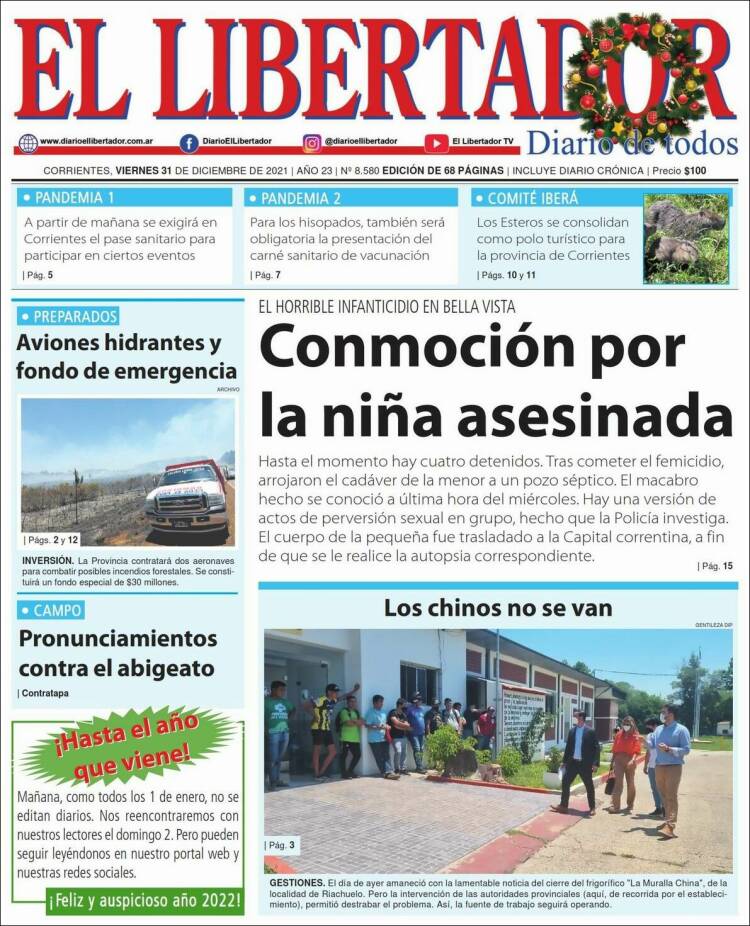 Portada de Diario El Libertador (Argentina)