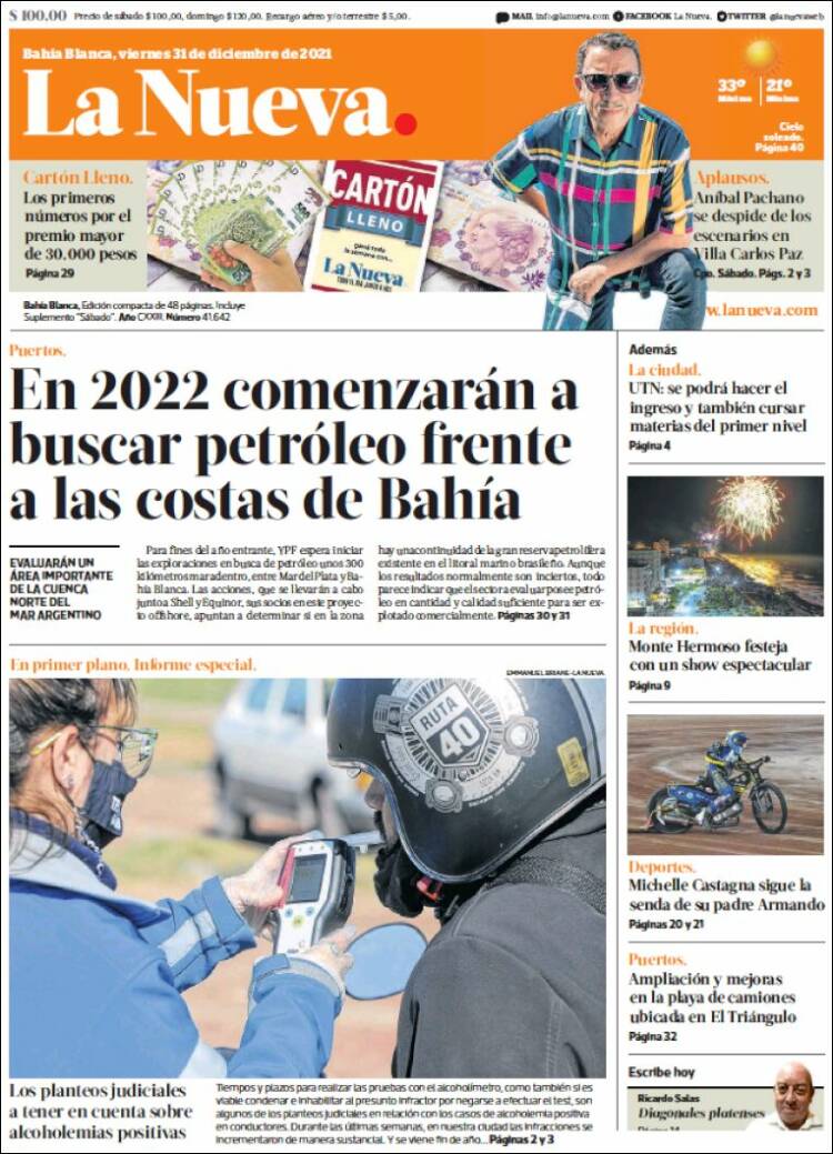 Portada de La Nueva Provincia (Argentina)