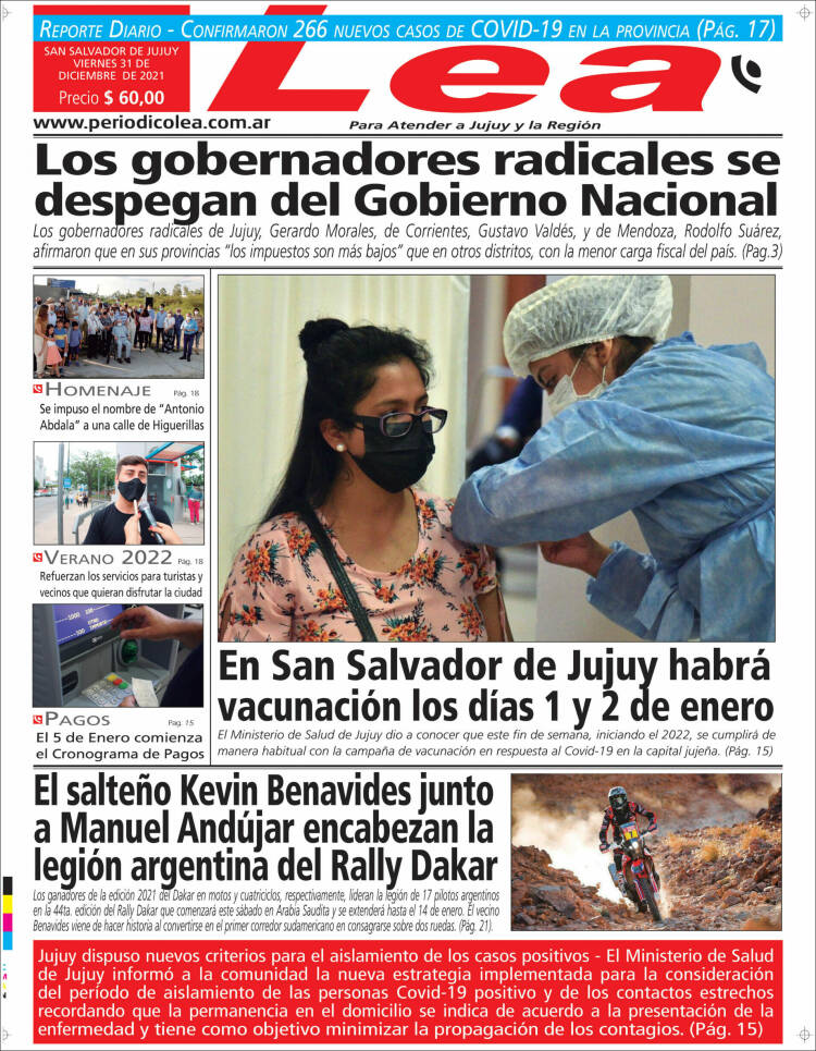 Portada de Periódico Lea (Argentina)