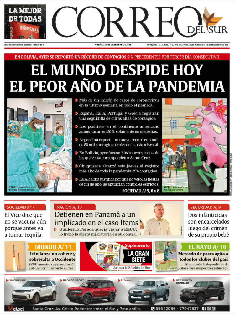 Portada de Correo Sur (Bolivia)
