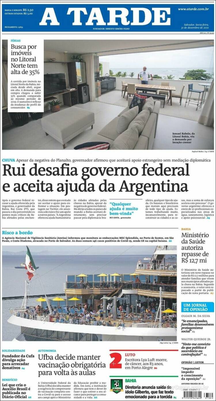 Portada de Diário A Tarde (Brasil)