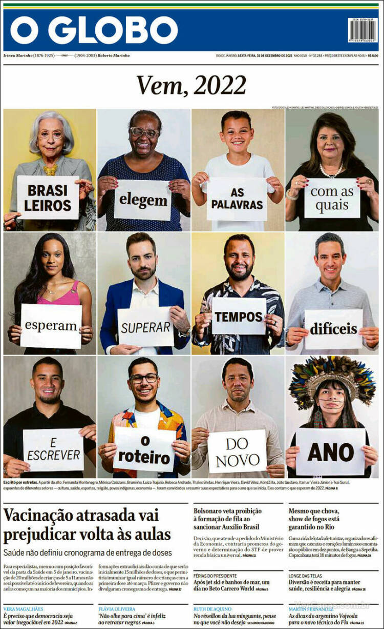 Portada de O Globo (Brasil)