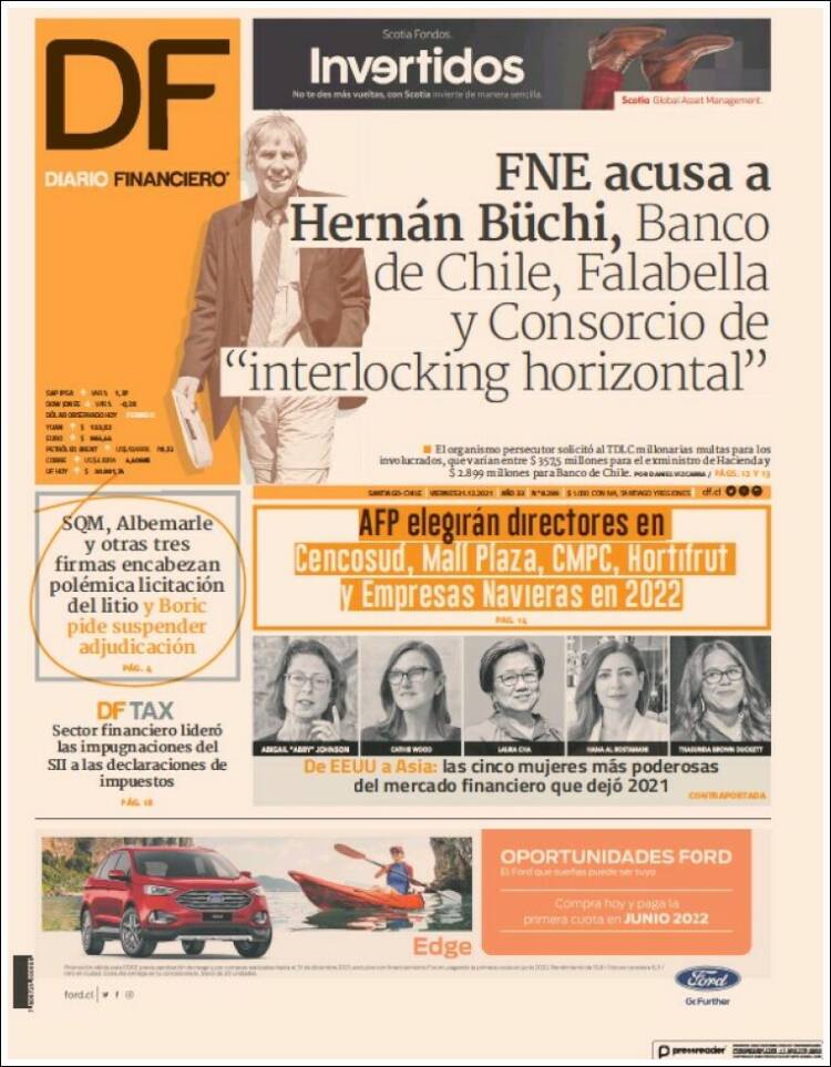 Portada de Diario Financiero (Chile)