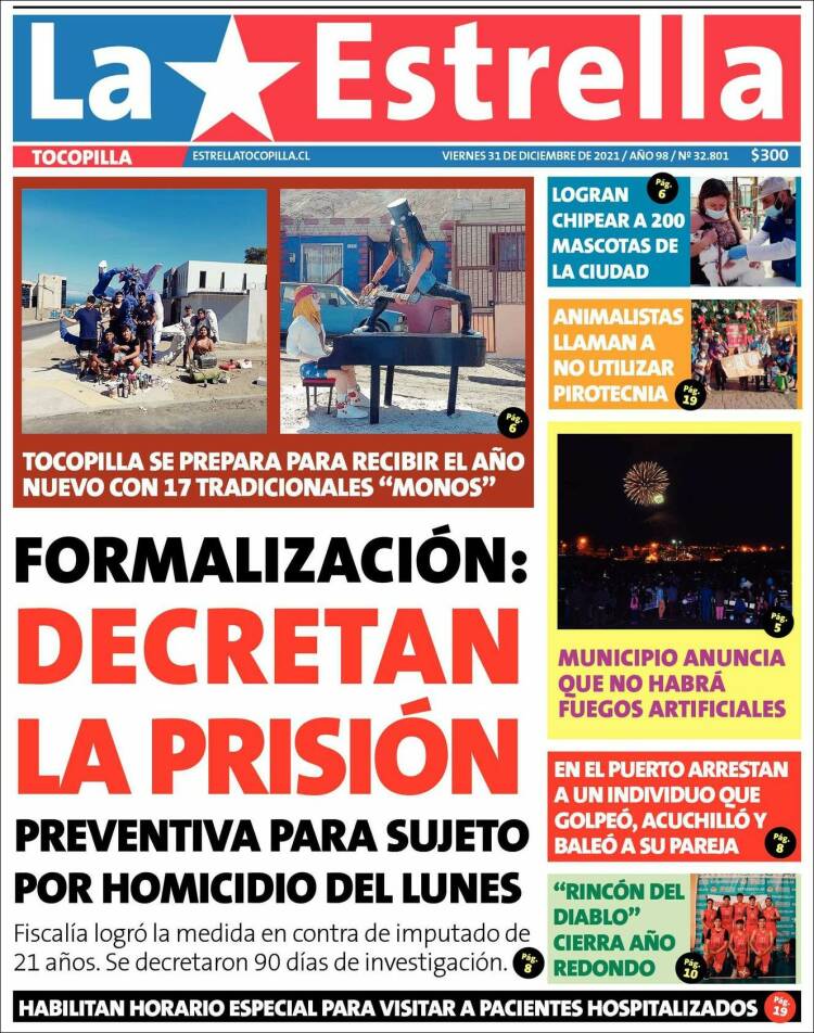 Portada de La Estrella de Tocopilla (Chile)