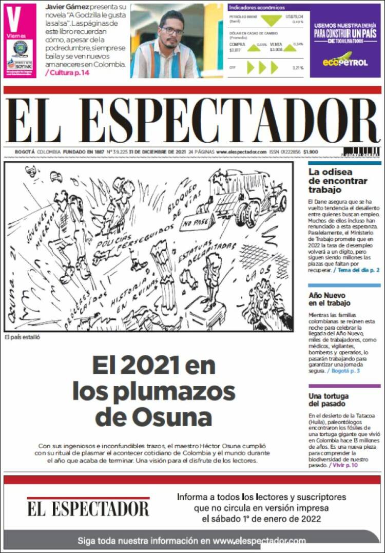 Portada de El Espectador (Colombia)