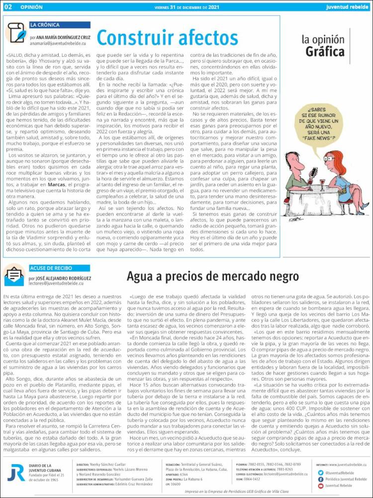 Portada de Juventud Rebelde (Cuba)