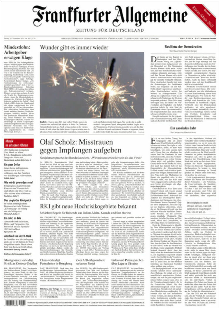 Portada de Frankfurter Allgemeine (Alemania)