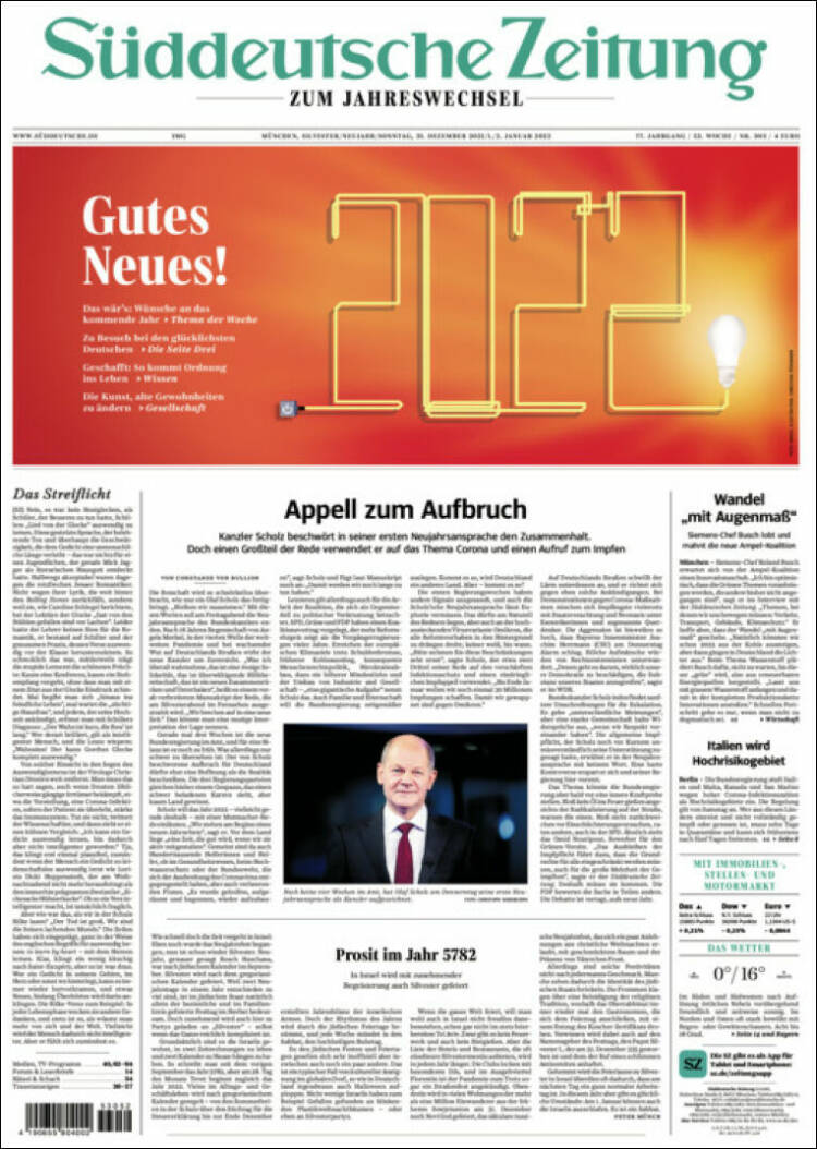 Portada de Sueddeutsche (Alemania)