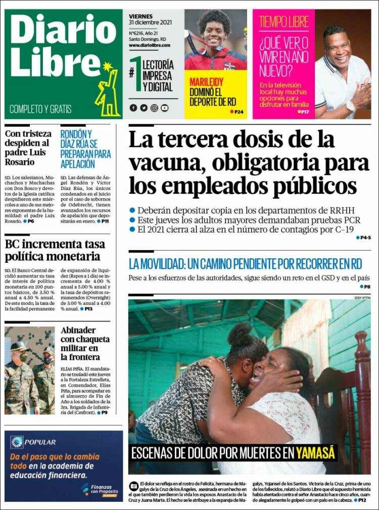 Portada de Diario Libre (R. Dominicana)