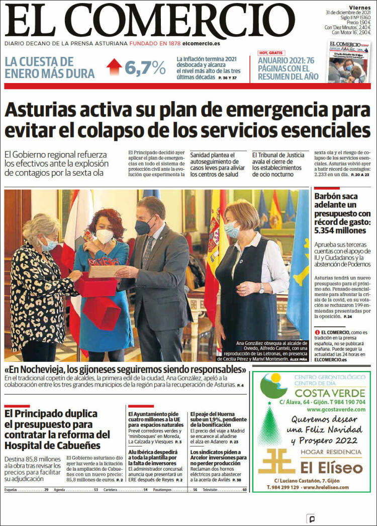 Portada de El Comercio - Gijón (España)