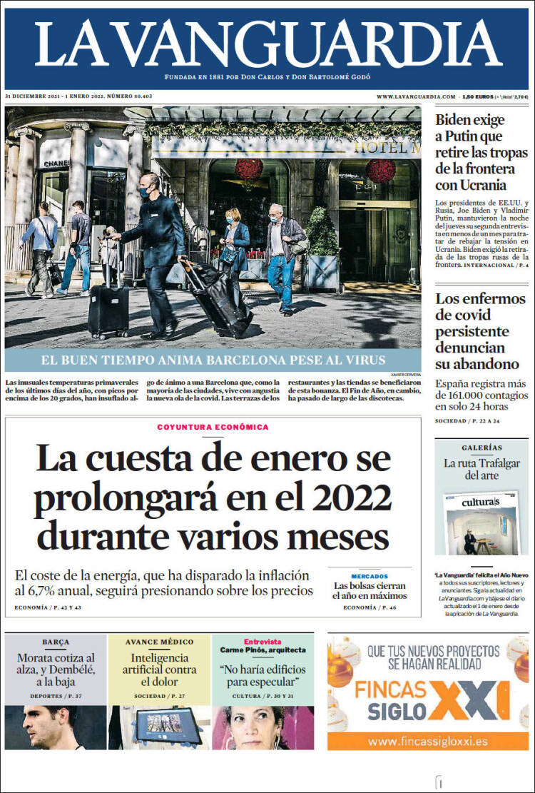 Portada de La Vanguardia (España)
