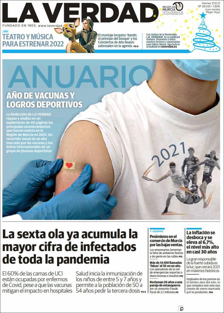 Portada de La Verdad de Murcia (España)