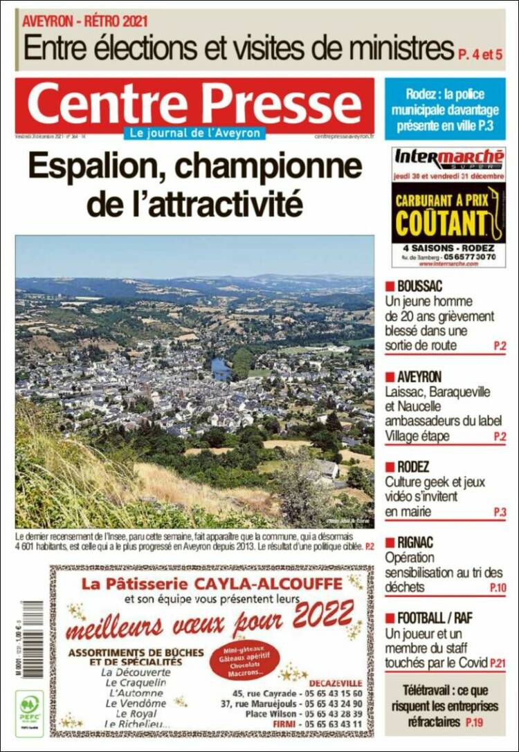 Portada de Centre Presse (Francia)