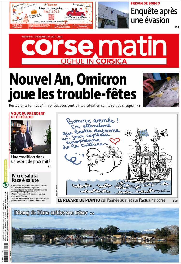 Portada de Corse-Matin (Francia)