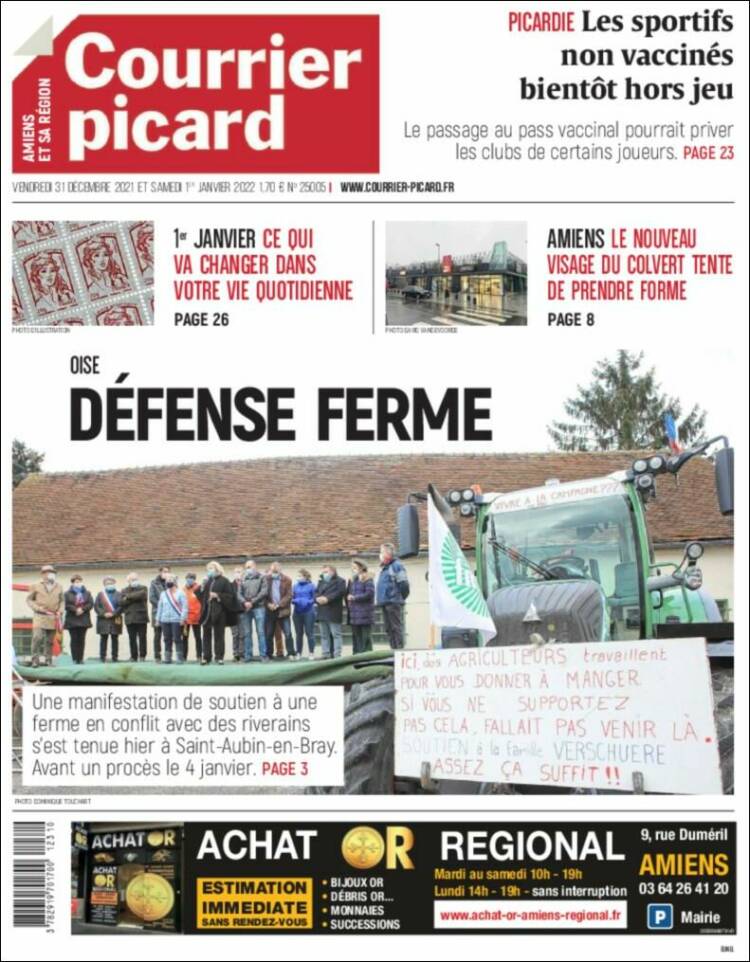 Portada de Courrier Picard (Francia)