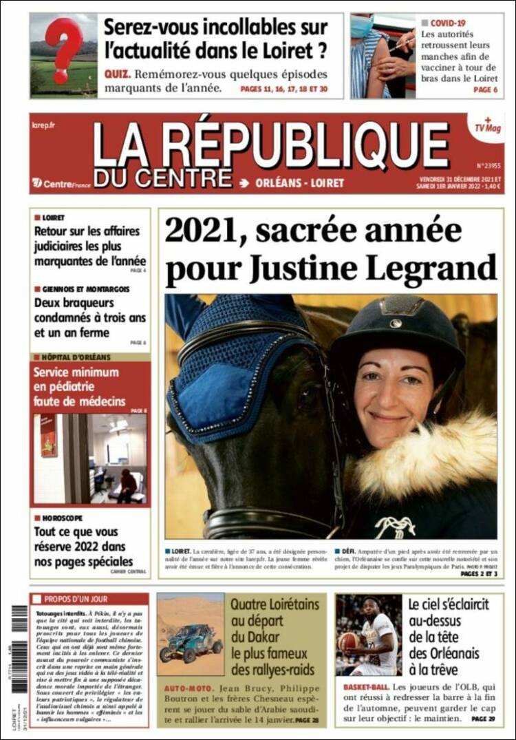 Portada de La République du Centre (Francia)