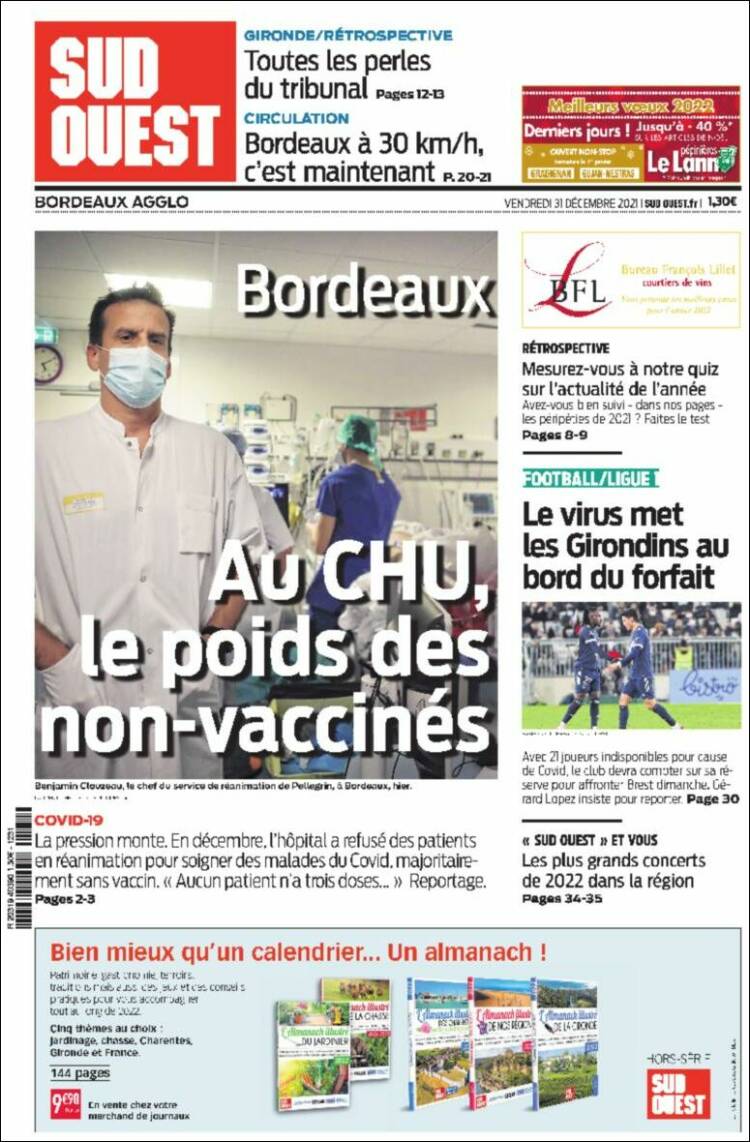 Portada de Sud Ouest (Francia)