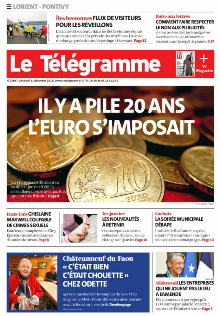 Portada de Télégramme (Francia)