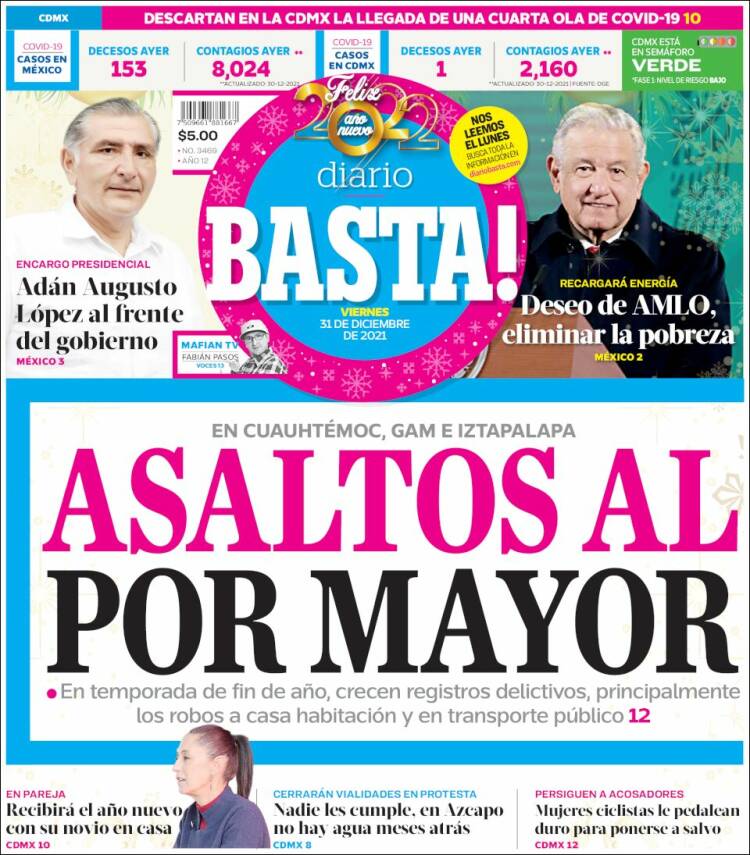 Portada de Diario Basta (México)